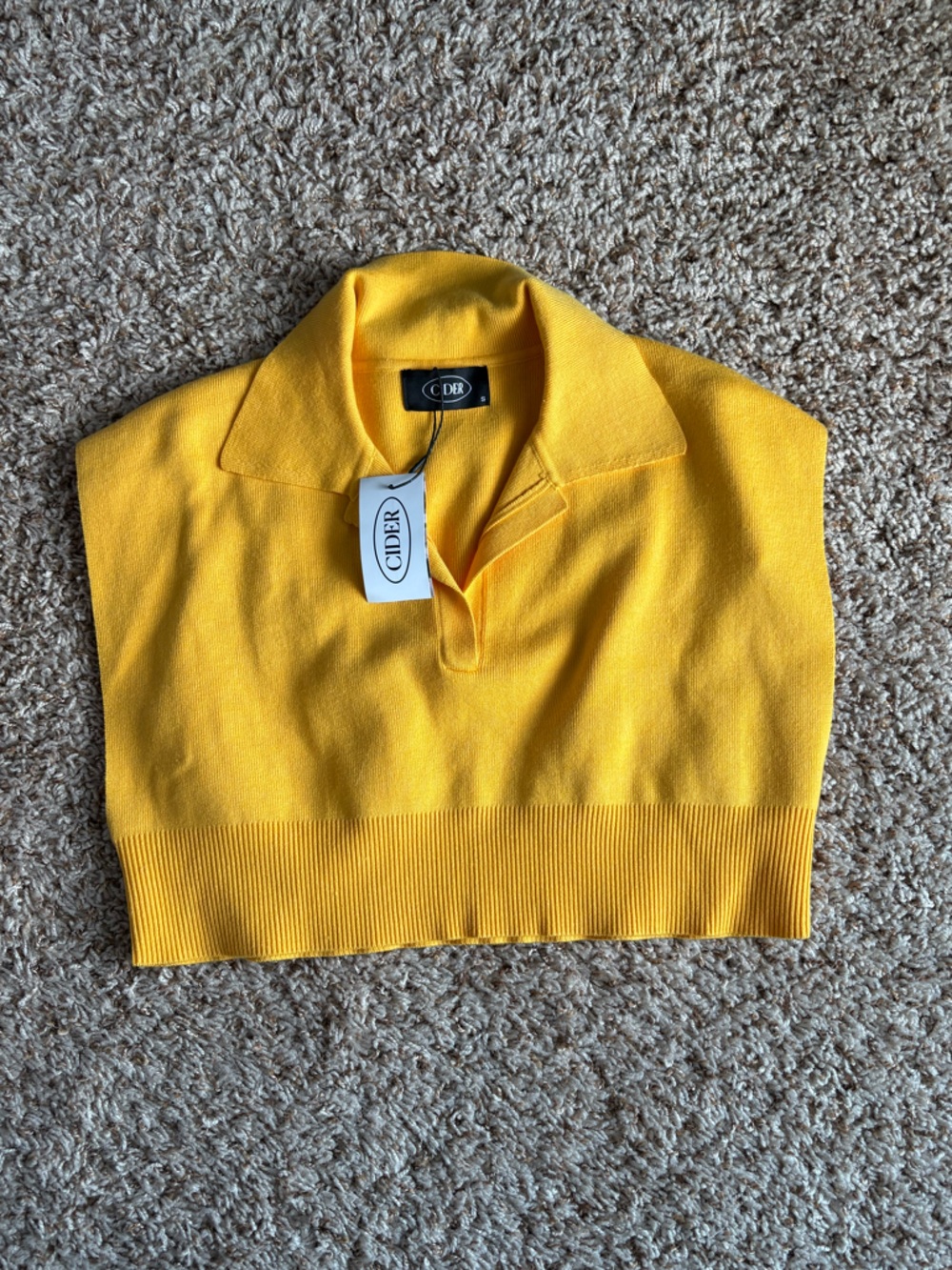 Cider Sunny Yellow Knit Polo Top